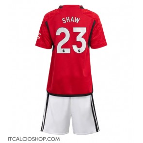 Manchester United Luke Shaw #23 Prima Maglia Bambino 2023-24 Manica Corta (+ Pantaloni corti)